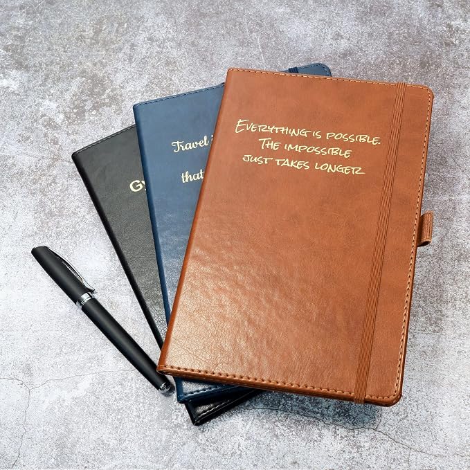 CustomDesign.Shop Personalized Custom Premium Hardcover A5 Notebook | Design A Truly Unique Journal | Gold Embossed Gift Idea (Brown)