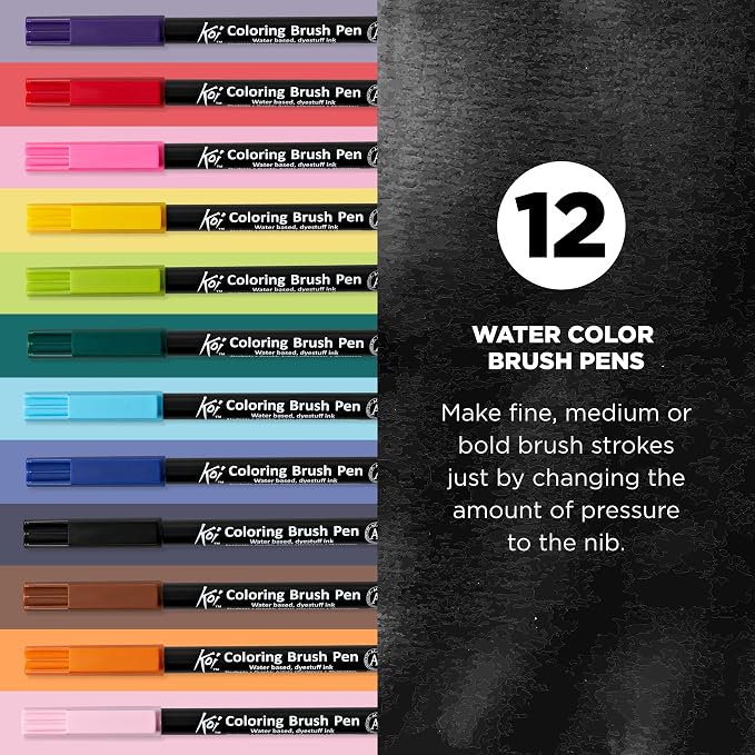 SAKURA XBR-12SA 12-Piece Koi Assorted Coloring Brush Pen Set