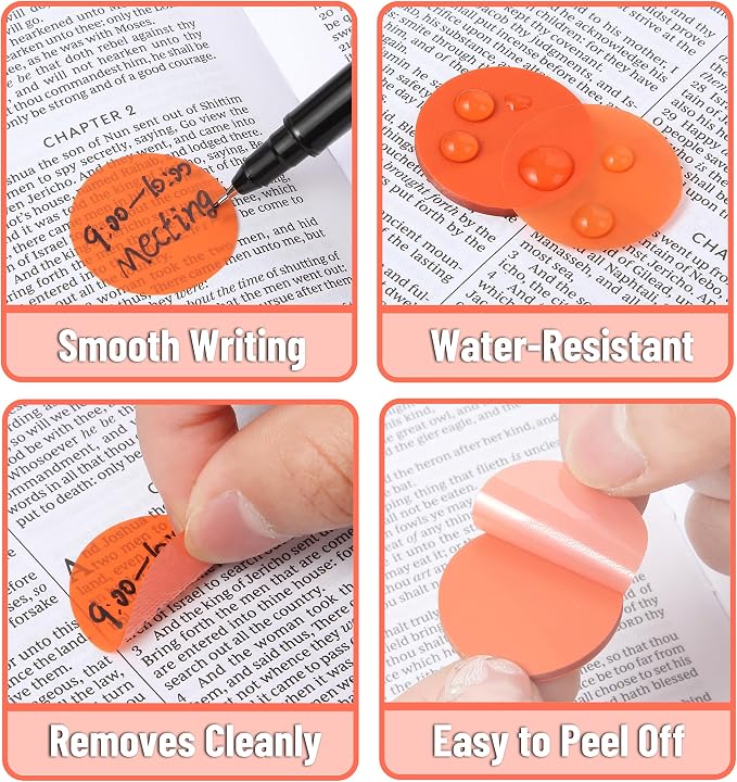 Mr. Pen- Round Transparent Sticky Notes, 1.1” Diameter, 28 Pads | 1120 Sheets, Colorful, Water-Resistant See-Through Sticky Notes Bulk & Fineliner, Smooth Writing