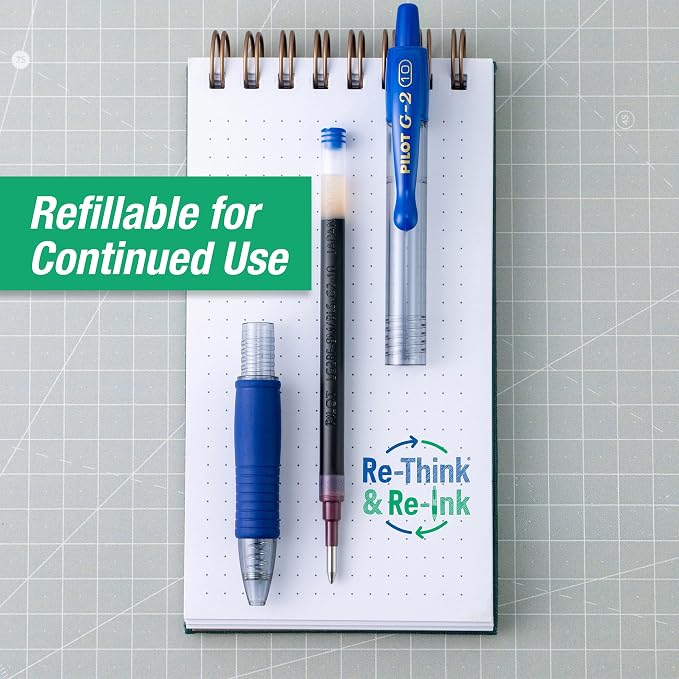 Pilot G2 Premium Refillable & Retractable Rolling Ball Gel Pens, Bold Point, Bold Gel Pens, 1.0 mm, Blue Ink, 4-Pack