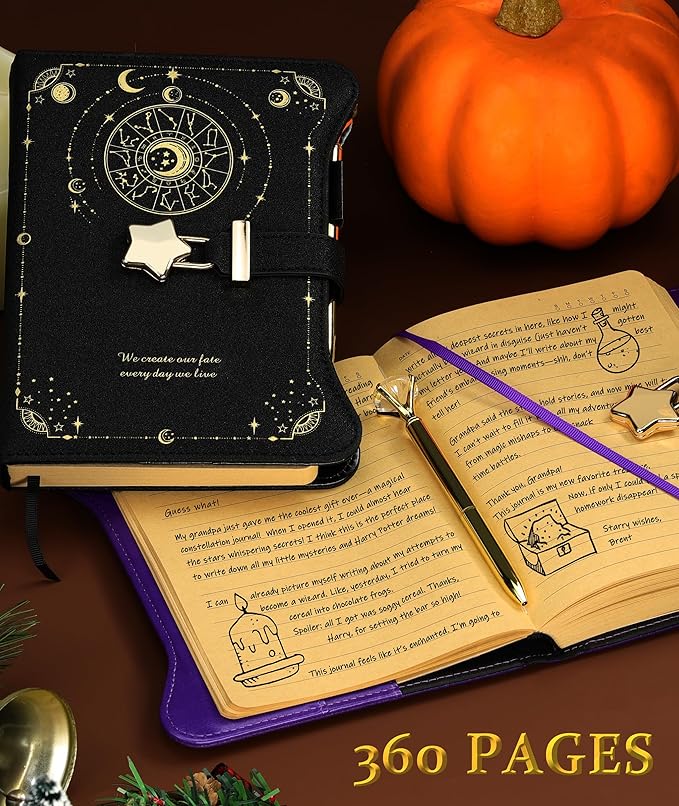 Hoci Poci Diary with Lock and Keys for Girls Gift Ideas, 360 Pages Journal | Elegant Gift Box for Teen Girls, B6 Kraft Pages Refillable Notebook with Pen and Bookmark for Writing, Astro Red