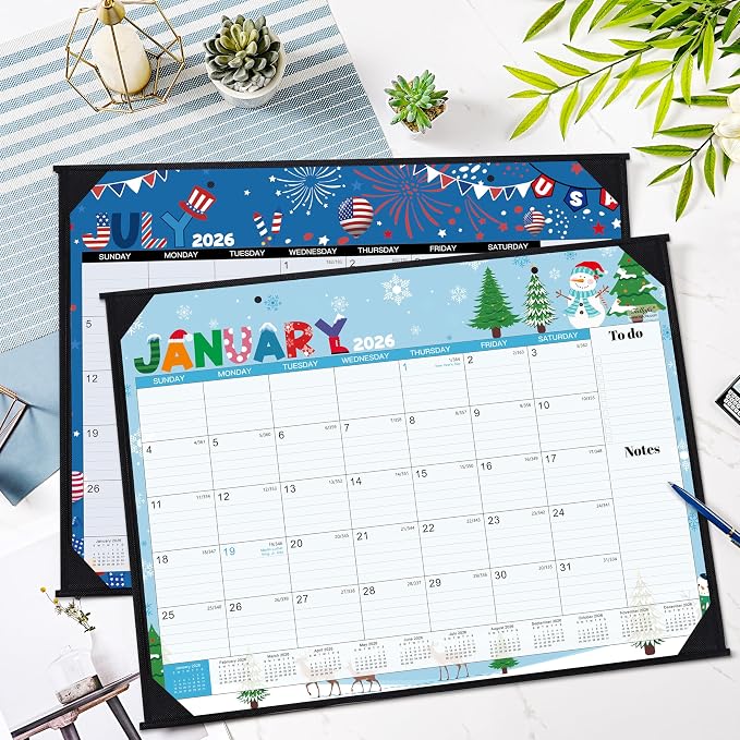 2026 Desk Calendar - Large Desk Calendar 2026, Jan.2026 - Dec.2026, 22" x 17", 2026 Calendars with Corner Protectors + Large Ruled Blocks, To-do & Notes, 12 Different Themes