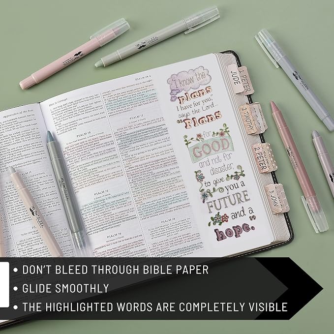 Mr. Pen- No Bleed Gel Highlighters, Dusty Colors, 8 Pack | Bible Highlighters and Pens No Bleed, Bible Markers for Study, Journaling, School Supplies and Accessories