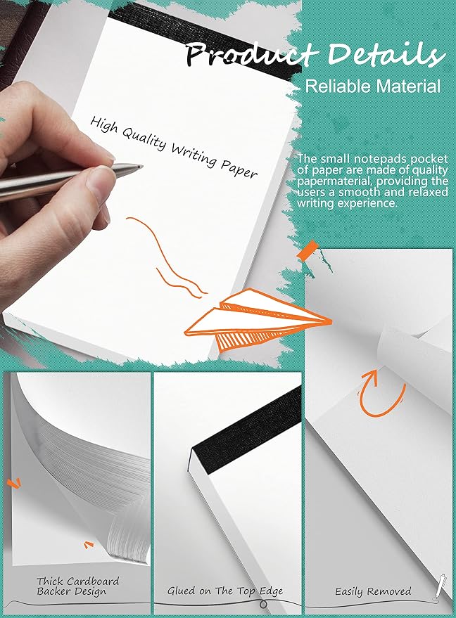 10 Pack Small Notepads Refills Grocery for List White Memo Pads 3x5 In Writing Notepad of Work Server Writing Note Pads with 50 Sheets Scratch Pads Paper in Each Pad Mini Pocket Notebook Refills Blank