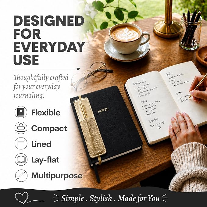 WORLD TRAVELER Eccolo A5 Hardbound Journal Notebook 256 Ivory Lined Pages | Sturdy Flexible Hardcover, 80GSM Acid-Free Ivory Pages, Smyth-Sewn Lay-Flat Binding, Ribbon Bookmark
