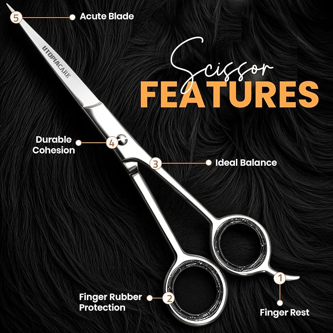 Utopia Care Hair Scissors Professional- 6.5inch Stainless Steel Hair Shears | Professional hair cutting scissors Stainless Steel Blades for Barbers, Stylists & Home Haircuts