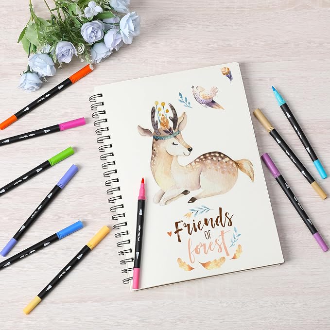 Mr. Pen- Dual Tip Brush Pens, 24 pcs, Assorted Color | Fine & Brush Tip Markers for Adult Coloring Markers for Adults