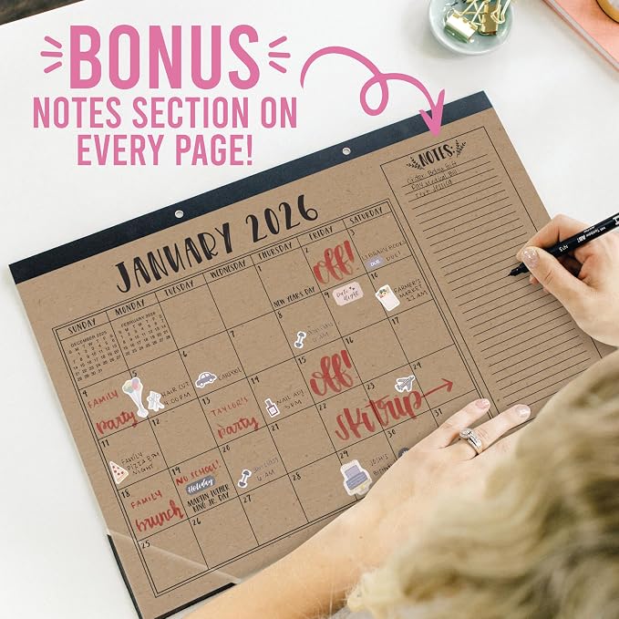 Hadley Designs Large Teacher Desk Calendar 2026-2027 - Desktop Calendar 2026, 18-Month Academic Desk Calendars for School, Home & Office, Cute Classroom Must Haves, Back to School Teacher Gifts