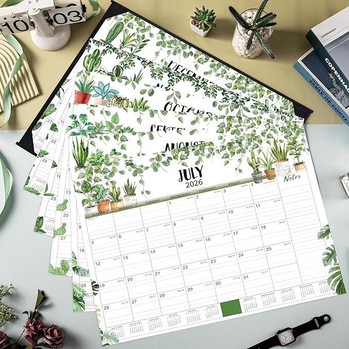 Desk Calendar 2026-2027 - Large Desk Calendar 2026-2027 22x17, Jul. 2026 - Dec. 2027, 26-27 Large Calendar, 18 Months, Corner Protectors - Plants