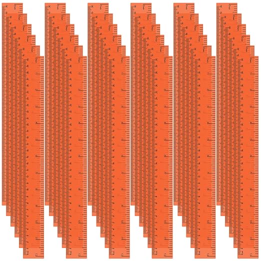 36 Pack 12 Inch Clear Orange Plastic Rulers Bulk, Transparent Metric Rulers with Centimeters and Inches, Straight Measuring Rulers for Back to School, Kids Classroom School Office Home Supplies