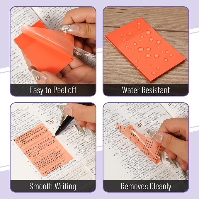 Mr. Pen- Transparent Sticky Notes, 3" x 2", 20 Pads, 1000 Sheets | Colorful & Clear, See Through Self-Adhesive Notes Bulk for Bible Journaling and Studying, Water-Resistant, Clean Removal