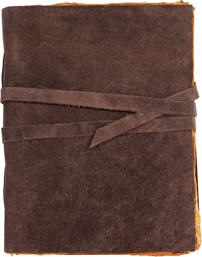 KomalC Handmade Leather Journal | Writing Notebook Diary | Bound Daily Notepad For Men & Women Unlined Paper Medium, Writing Pad for Artist, Sketch