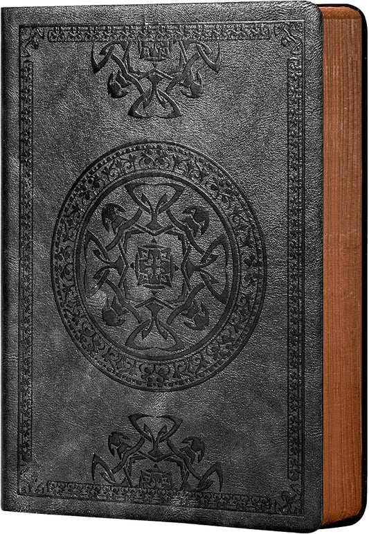 CAGIE Lined Journal for Men Soft Cover Notebook Leather Journals for Writing, 180 Lay Flat Vintage Mens Journal Personal Diary, 5.7'' X 8.3'', Black