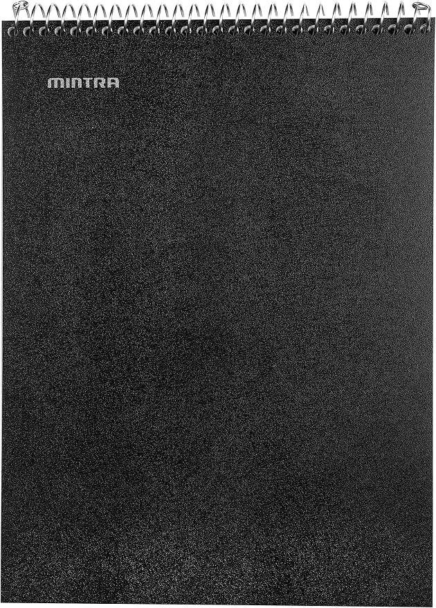 Mintra Office TOP BOUND Durable Spiral Notebooks (Black, College Ruled 3pk)