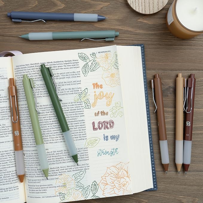 BLIEVE Gel Pens - Earthy, Matte Finish, Smooth Writing, No Bleed - For Journaling, Bible Notes, Drawing - Cute School Supplies, 8 Pack | Fast Dry Ink, Matte Finish, Smooth Writing,No Bleed, For Journaling, Bible Notes, Drawing - Colored Ink