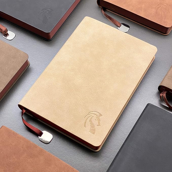 LeStallion Nice White Journal Lined - Luxury Soft Cover White Notebook, Diary - 120 GSM Premium Writing Paper - 200 Numbered Pages - A5 High End Ruled Journal - Lined Leather Journal For Women & Men