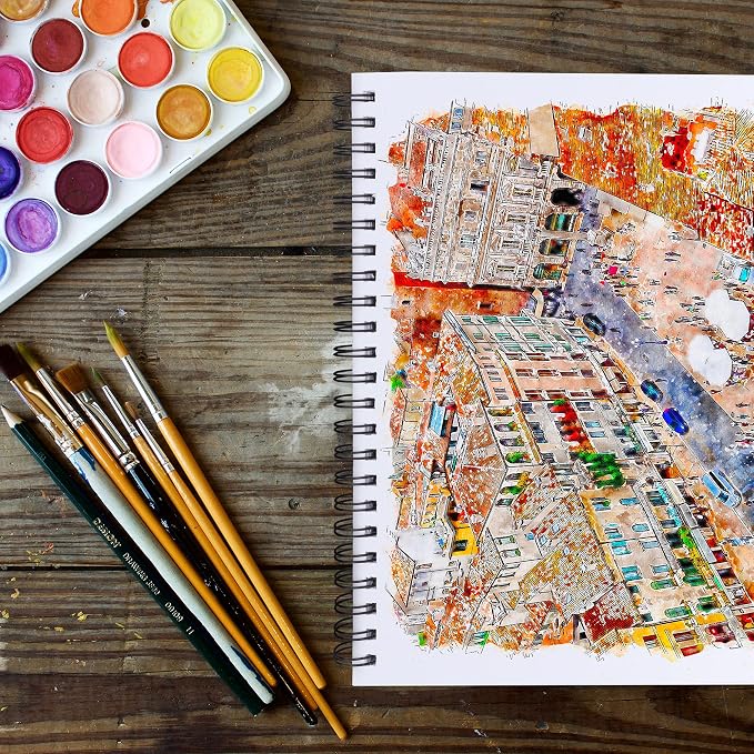 FIXSMITH 9"X12" Sketch Book | 200 Sheets (68 lb/100gsm) Sketchbook| 2 Pack (100 Sheets Each) |Acid Free Drawing Paper | Spiral Bound Sketchpad for Beginners,Artists & Professionals | Bright White