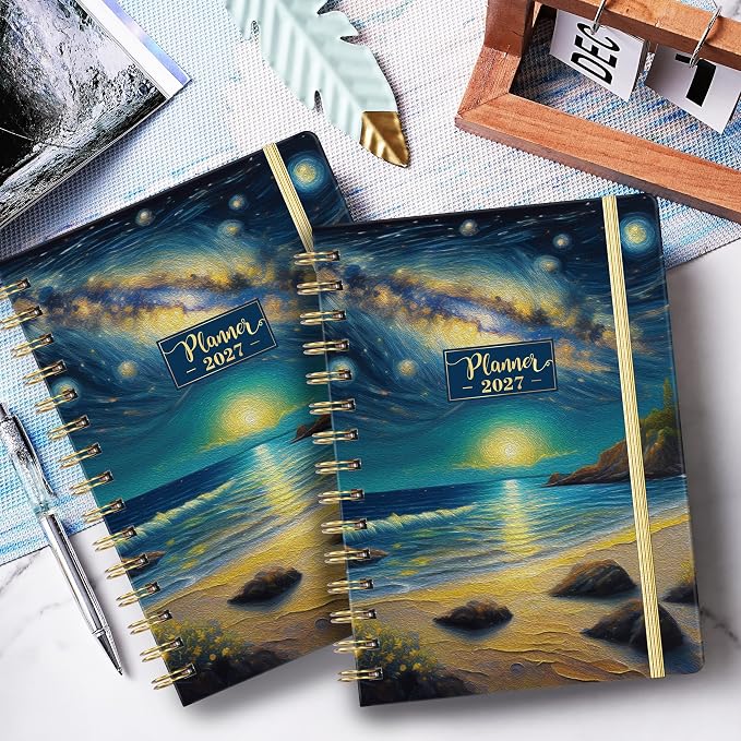 2027 Planner - JAN.2027 - DEC.2027, 8.4" x 6.3", 2027 Calendar Planner | Planner 2027, 2027 Planner Weekly and Monthly with Inspiring Quotes, Tabs, Pocket, Hardcover, Perfect for School Office Home