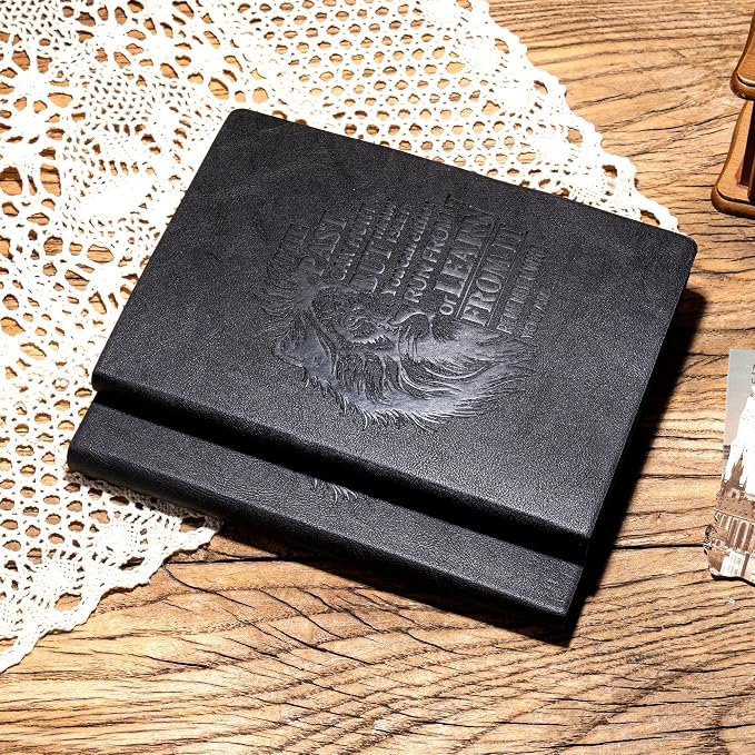 MINICAGIE 2 Pack Leather Journal for Men Soft Cover Journals for Writing with 256 Pages Vintage Lion Journaling Notebooks Travel Inspirational Diary Black and Black, A5