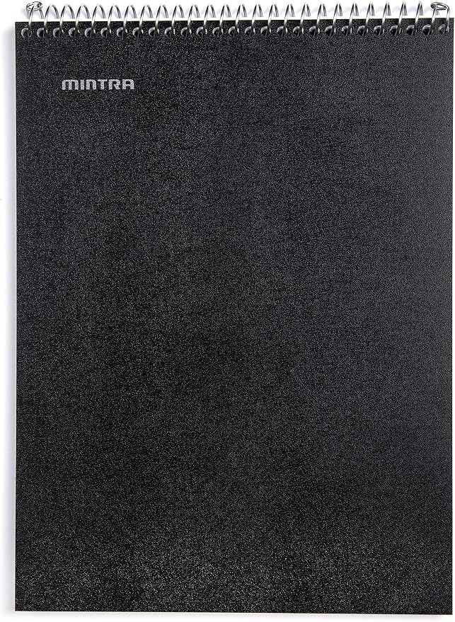 Mintra Office TOP BOUND Durable Spiral Notebooks (Black, Blue, Red, College Ruled 3pk)