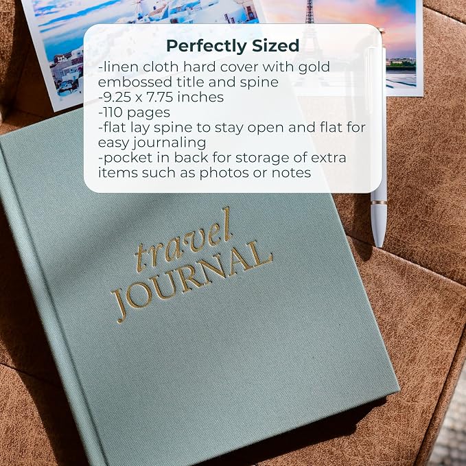 DUNCAN & STONE PAPER CO. Travel Journals - Elegant Journaling Notebook To Record All Your Travel Adventures Up To 15 Trips (Rose,110 Page)