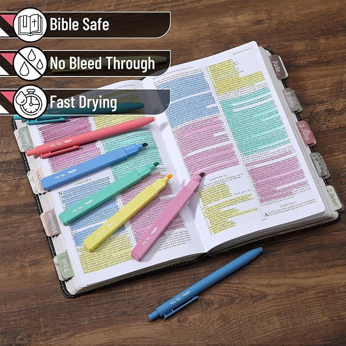 Mr. Pen- Aesthetic Highlighters and Gel Pens, 12 Pack | Pastel Colors Bible Highlighters No Bleed, Fine Point 0.7mm Gel Pens, Fast Dry and No Smear for Bible Journaling, Planner