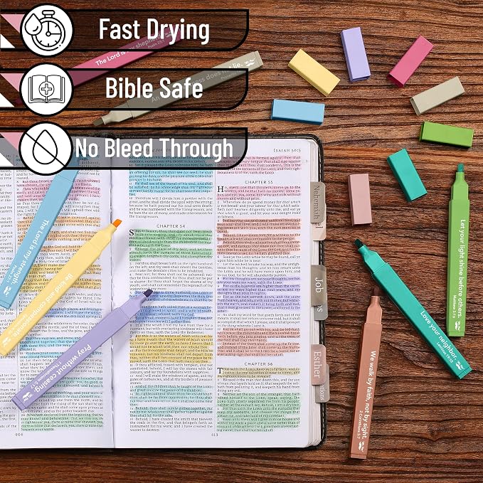 Mr. Pen- Bible Highlighters with Color-Coding System, 8 Pack | Soft Chisel Tip, Aesthetic Highlighters Assorted Colors