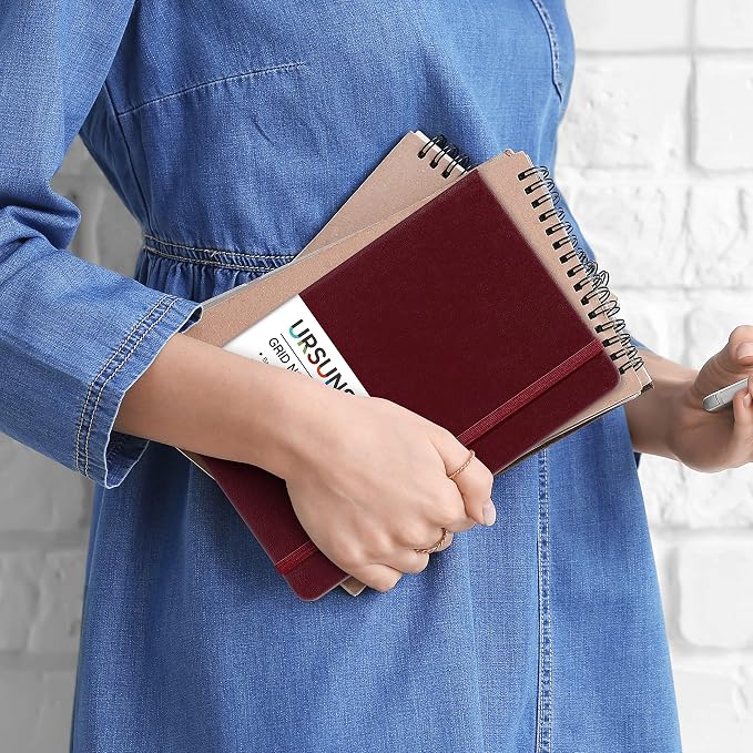 Blank Journal/Notebook - Classic Notebook/Journal with Ribbon Divider, Hardcover with Thick Paper, 5.3'' x 8.26'', Banded + Pen Holder +Inner Pocket - Burgundy