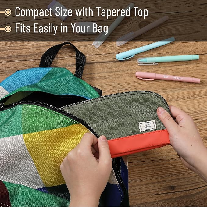 Mr. Pen- Wide-Opening Pencil Case, Triangle Design | Compact & Spacious Pencil Cases with 5 Mesh Pockets, Bag Pouch, Box Organizer for Students, School Supplies, Aesthetic Supply