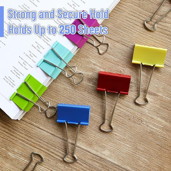 Mr. Pen- Metal Binder Clips, 12 pcs, 2 Inches, Extra Large Size | Colored Binder Paper Clips, Paper Clamps for Office Supplies, Home, School, Business, Document Organizing