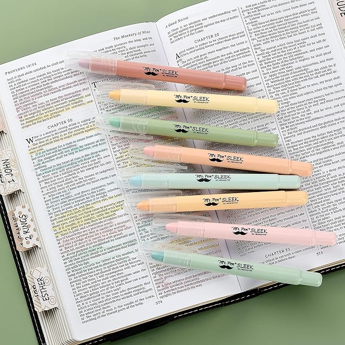 Mr. Pen- No Bleed Gel Highlighters, Pastel Colors, 8 Pack | Bible Highlighters and Pens No Bleed, Bible Markers for Study, Journaling, School Supplies and Accessories
