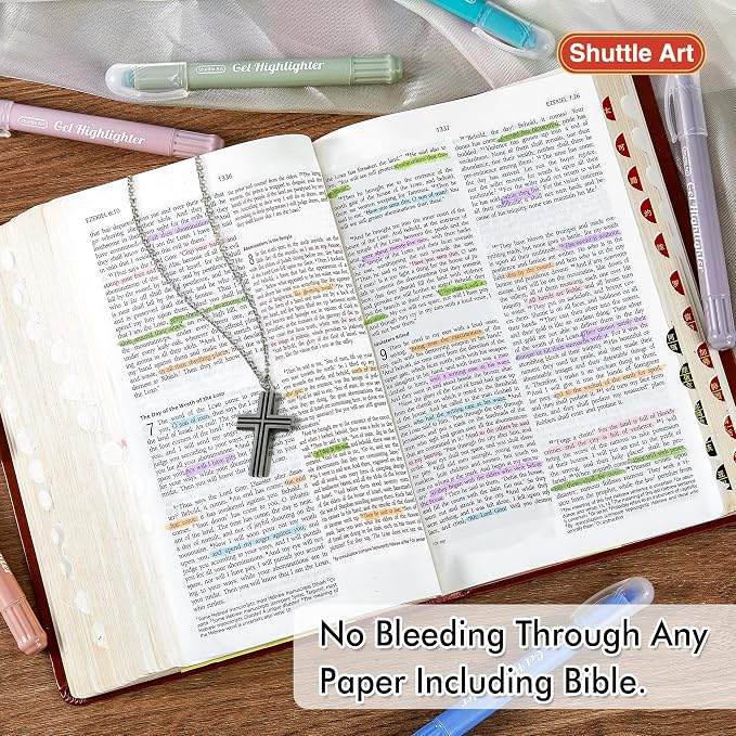 Shuttle Art Bible Highlighters and Pens No Bleed, 12 Dusty Colors Gel Highlighters No Bleed Through, Bible Journaling Supplies, Great for Journaling Highlighting and Studying