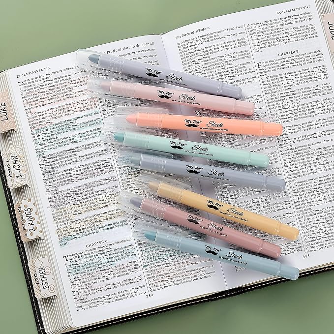 Mr. Pen- No Bleed Gel Highlighters, Morandi Colors, 8 Pack | Bible Highlighters and Pens No Bleed, Bible Markers for Study, Journaling, School Supplies and Accessories