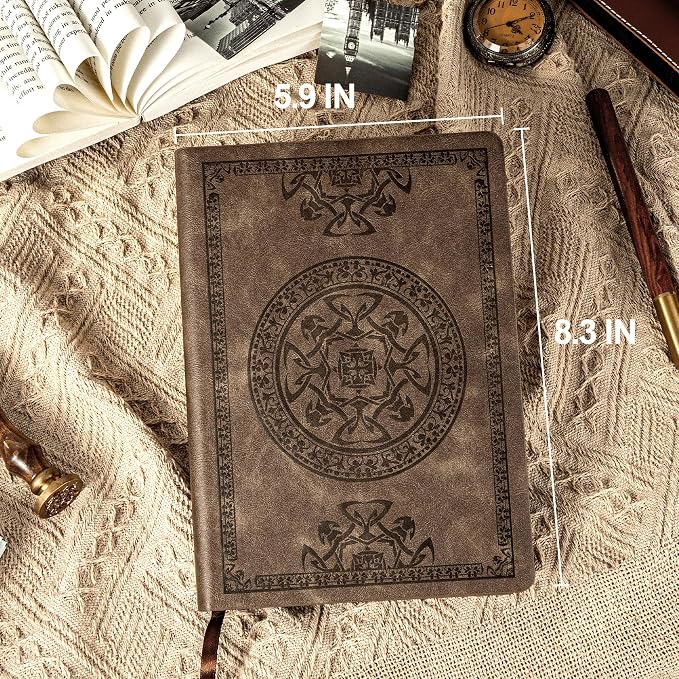 CAGIE Journal for Men Soft Cover Lined Pages Vintage Notebook 180 Lay Flat Mens Journals for Writing Travel Diary, 5.7'' x 8.3'', Dark Brown