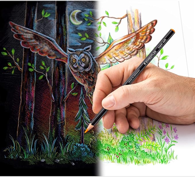 Staedtler Super Soft coloring pencils, rich pigments perfect for light and dark paper, Assorted Color Pencils, Box of 24, 149C C14