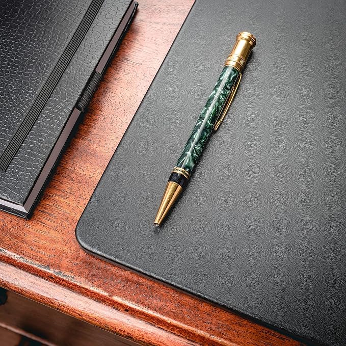 Dacasso Classic Black Leather 20" x 16" Luxury Conference Table Pad - Leather Desk Blotter for Writing - Boardroom Organization & Executive Desk Decor
