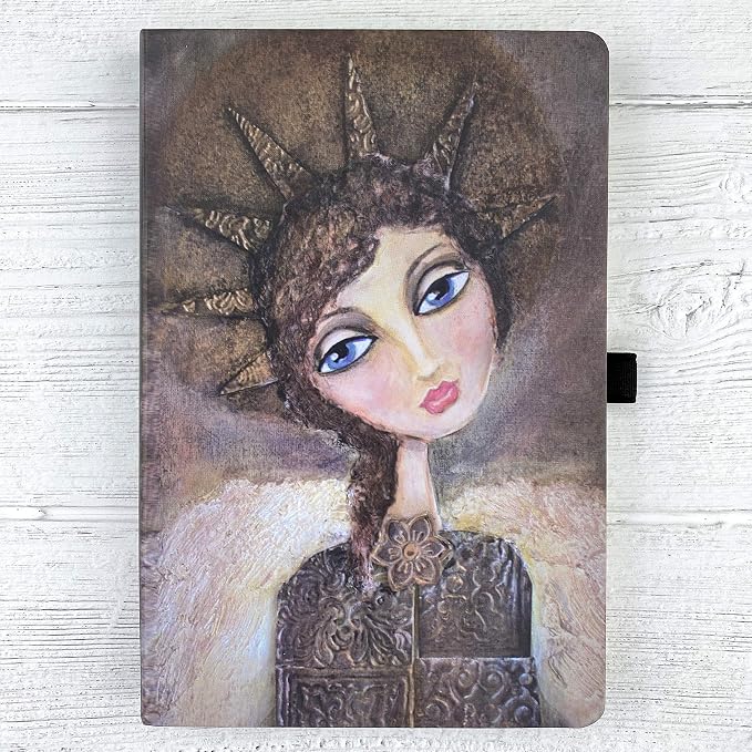 RICCO BELLO Lined Journal Notebook, Angel, Hardcover, 5.7 x 8.4-Inches | With Pen Holder, College Ruled, 96 Sheets / 192 Pages, For Work & Notes