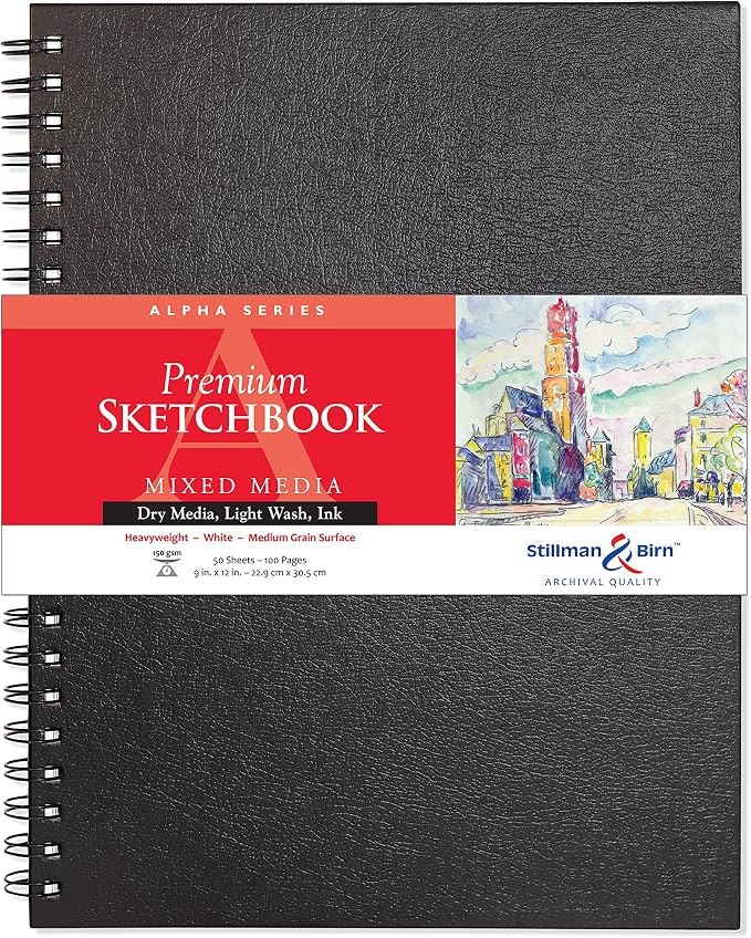 Stillman & Birn Alpha Series Wirebound Sketchbook, 9" x 12", 150 gsm (Heavyweight), White Paper, Medium Grain Surface