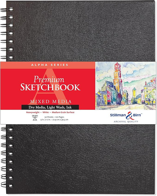 Stillman & Birn Alpha Series Wirebound Sketchbook, 9" x 12", 150 gsm (Heavyweight), White Paper, Medium Grain Surface