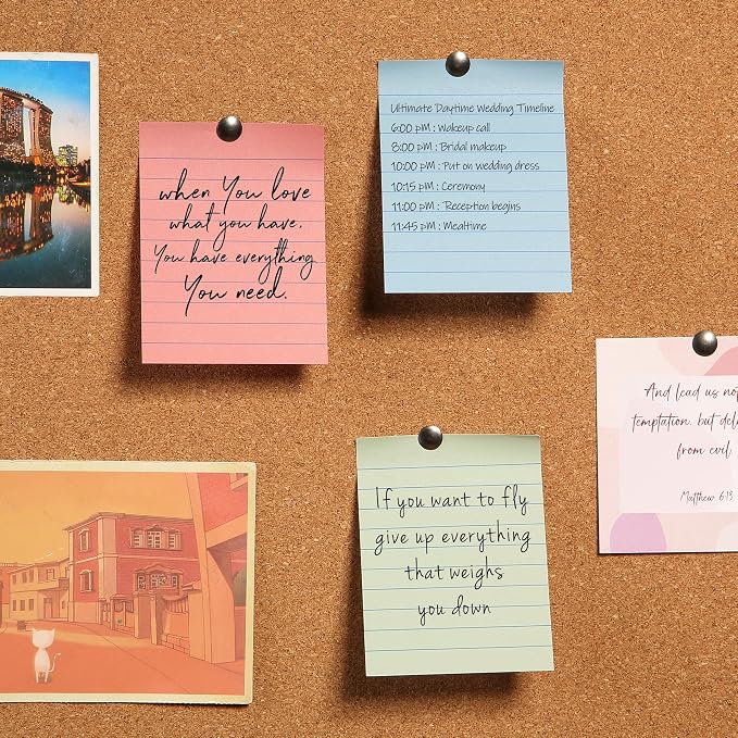 Mr. Pen- Small Lined Sticky Notes, 1.5" x 2", 6 Pads, 60 Sheets/Pad | Vintage Color, Small Sticky Notes with Lines, Ruled Post Stickies, Memo Pads, Self-Stick Note Pad for Office, School, Home