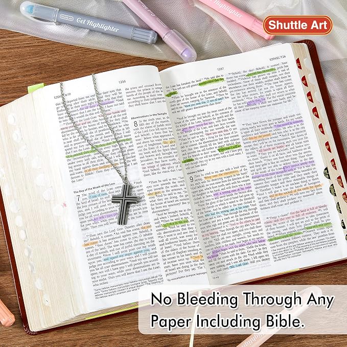 Shuttle Art Bible Highlighters and Pens No Bleed, 12 Mild Colors Gel Highlighters No Bleed Through, Bible Journaling Supplies, Great for Journaling Highlighting and Studying