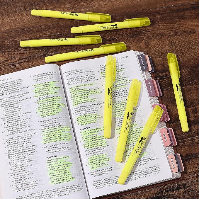 Mr. Pen- No Bleed Gel Bible Highlighters, Yellow, Pack of 16