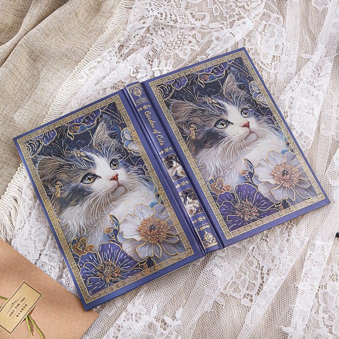 Hardcover Notebook Journal with 224 Pages, A5 Lined Journal with 100 GSM Premium Thick Paper for Smooth Writing, Aesthetic Foil Embossed Garden of Cats Notebook Journal, Ideal Journal for Women, Teens & Cat Lovers