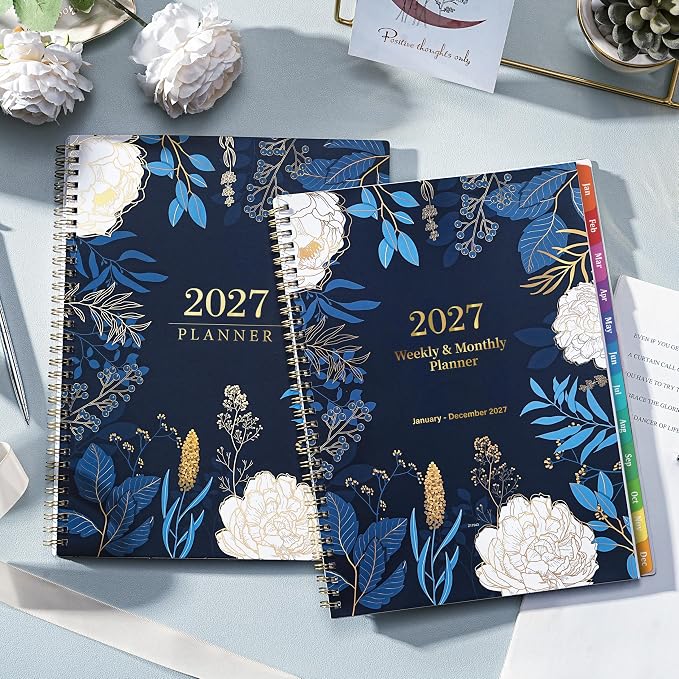 2027 Planner - 2027 Planner Weekly and Monthly, Jan 2027 - Dec 2027, Monthly Planner, 8.5" x 11", Calendar Planner, Monthly Tabs, Twin-Wire Binding, Holidays, Back Pocket