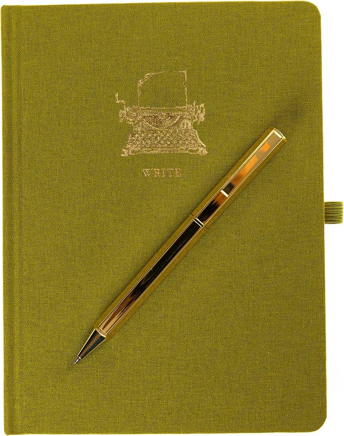 Graphique Typewriter Lined Journal Plus Pen Luxe Collection, Hardcover Diary Notebook for Writing, Gold Foil Embossing, 160 Pages, 6” x 8”