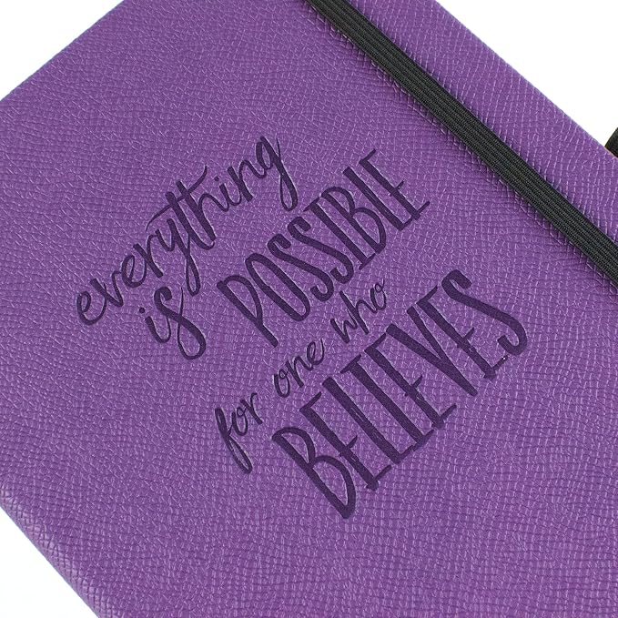 RICCO BELLO Lined Journal Notebook, Purple Inspiration, 5.7 x 8.4-Inch | Faux Leather Hardcover, College Ruled, 96 Sheets / 192 Pages, Pen Holder, For Work & Notes