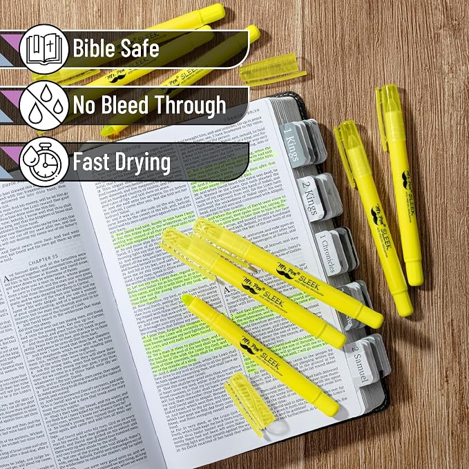 Mr. Pen- Yellow Gel Highlighter, 8 Pack | Twist-Up Bible Highlighters No Bleed Through, Fast Drying, Odor-Free Gel Highlighter for Bible Study, Journaling